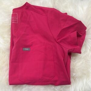 Figs Catarina One-Pocket Scrub Top Hot Pink Small